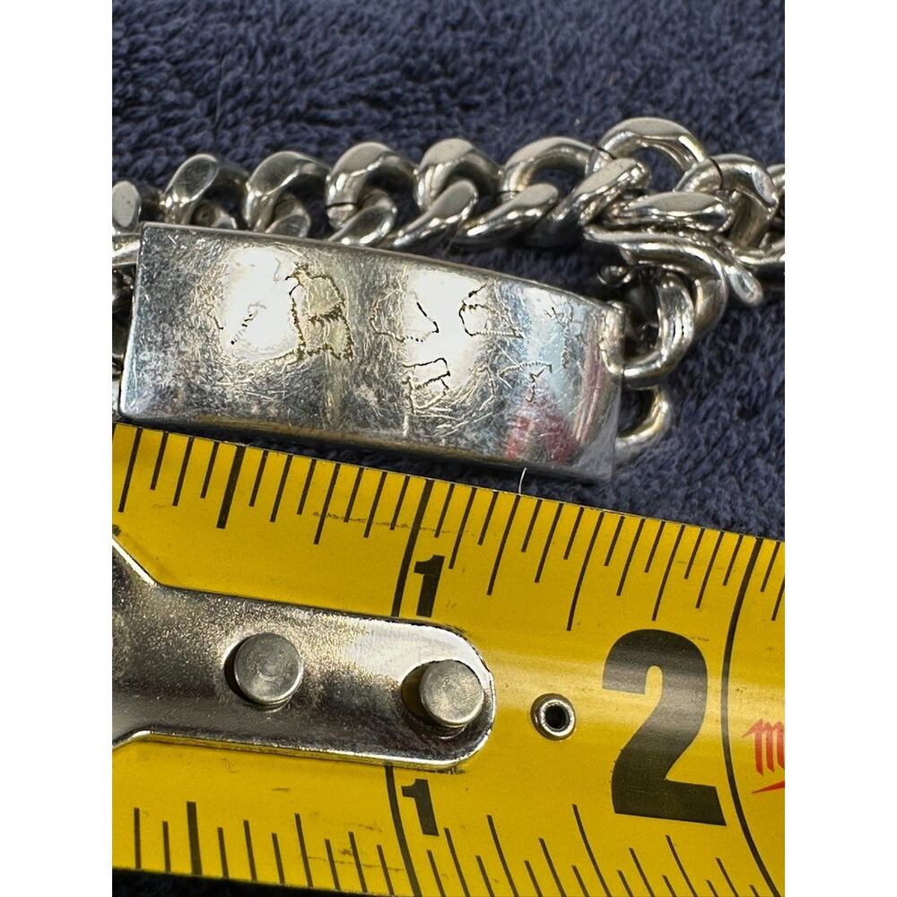 Vintage Champs ID Bracelet Rhodium Plate Cuban Chain Mens 7.5" - Picture 8 of 8
